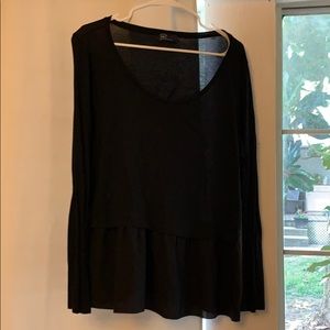 Gap long sleeved black shirt with ruffle hem